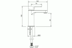 Methven Spirit Basin Mixer -Bathroom Supplies Sales Store 03 9500M technical drawing 1200x800 1