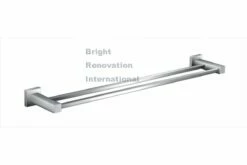 STREAM Square Bathroom Accessory Solid Brass Chrome Double Towel Rail 600mm