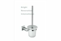 STREAM Square Bathroom Accessory Brass Chrome Toilet Brush Holder