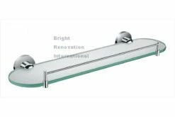 VENUS Large Round Bathroom Accessory Brass Chrome Glass Single Shelf