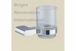 OBLATE Bathroom Accessory Brass Chrome Glass Single Tumbler Toothbrush Holder