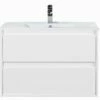 REVO Bathroom White Double Drawer Vanity 750MM