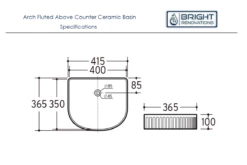 ADP Arch Fluted Above Counter Ceramic Basin -Bathroom Supplies Sales Store Arch20fluted SPECS 1200x800 1