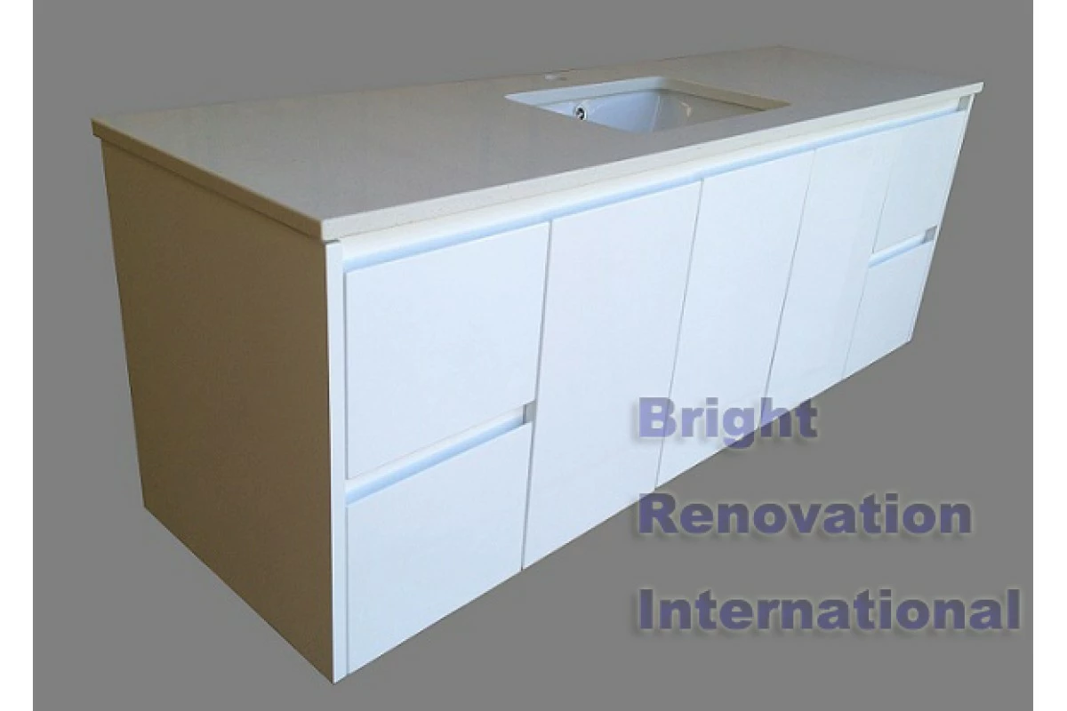 GLEN Bathroom White Finger Pull Hidden Handle Vanity 1500mm 11 GLEN Bathroom White Finger Pull Hidden Handle Vanity 1500mm - Image 9