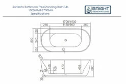 Sorrento Bathroom Round Oval FreeStanding Acrylic BathTub 1500MM&1700MM -Bathroom Supplies Sales Store BTU SORRENTO20SPECS 1200x800 1