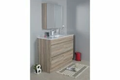 LEO Textured Rural Oak Wood Grain Vanity, Hidden Handle 1200mm -Bathroom Supplies Sales Store CA04 1200201 1200x800 1