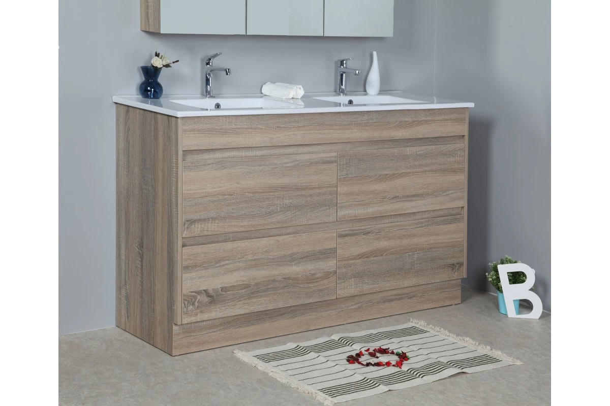 LEO Textured Rural Oak Wood Grain Vanity, Hidden Handle 1500mm 10 LEO Textured Rural Oak Wood Grain Vanity, Hidden Handle 1500mm - Image 8