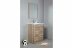 GRACE 600 Textured Rural Oak Wood Grain Vanity,Hidden Handle