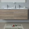 LEO Textured Rural Oak Wood Grain Vanity, Hidden Handle 1500mm