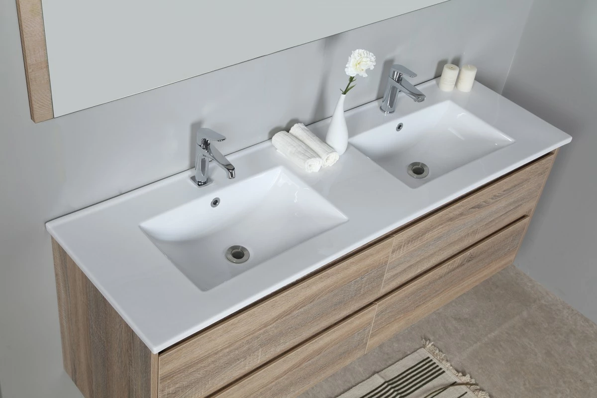 LEO Textured Rural Oak Wood Grain Vanity, Hidden Handle 1500mm 8 LEO Textured Rural Oak Wood Grain Vanity, Hidden Handle 1500mm - Image 6