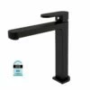 MATT BLACK ECCO Oval Bathroom WELS Tall High Basin Flick Mixer Tap -Bathroom Supplies Sales Store ECCO TALL BASIN MIXER BLACK 1200x800 1