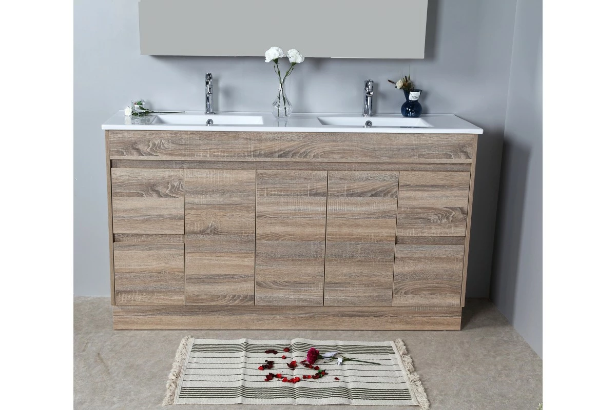 GRACE 1500 Textured Rural Oak Wood Grain Vanity,Hidden Handle 5 GRACE 1500 Textured Rural Oak Wood Grain Vanity,Hidden Handle - Image 3