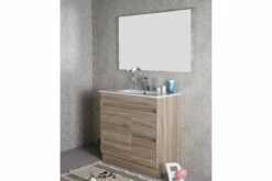 GRACE 900 Textured Rural Oak Wood Grain Vanity,Hidden Handle