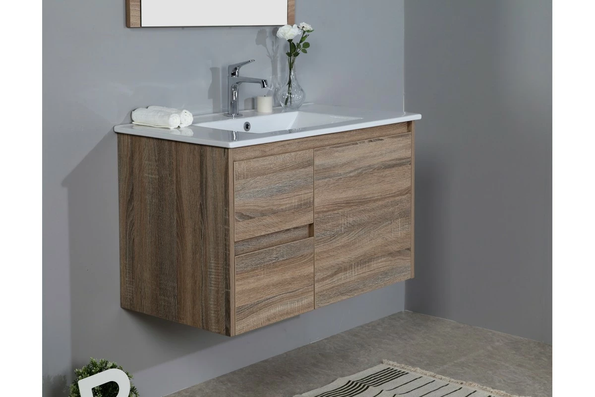 GRACE 900 Textured Rural Oak Wood Grain Vanity,Hidden Handle 8 GRACE 900 Textured Rural Oak Wood Grain Vanity,Hidden Handle - Image 6