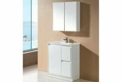Slim 750mm Bathroom Vanity Ceramic Top Hidden Handle
