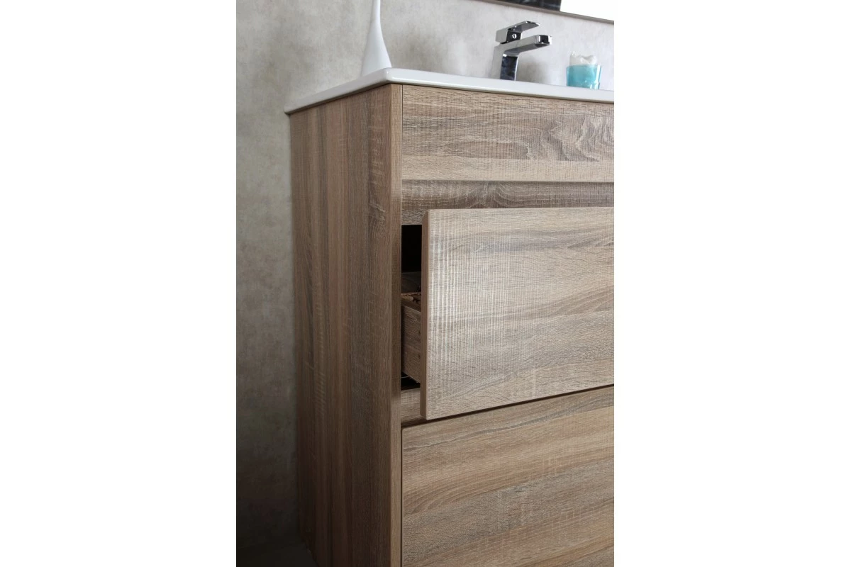 LEO Textured Rural Oak Wood Grain Vanity, Hidden Handle 600mm 6 LEO Textured Rural Oak Wood Grain Vanity, Hidden Handle 600mm - Image 4