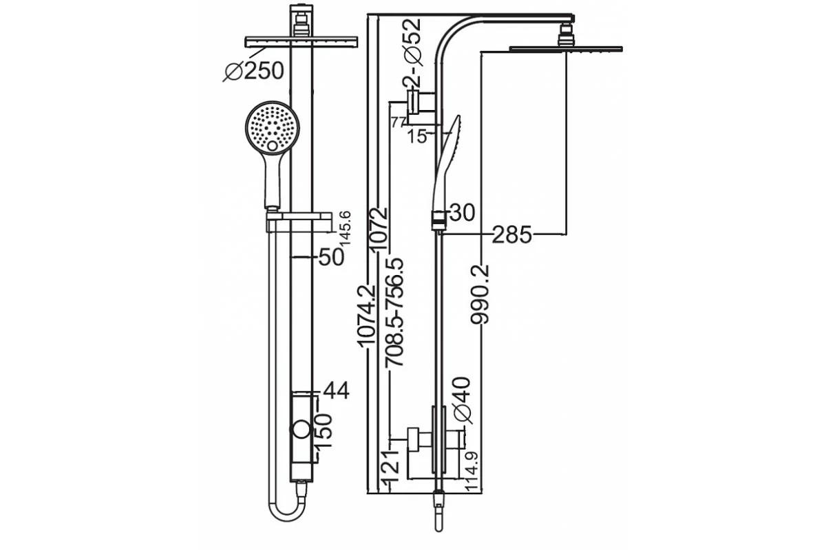 Luxury METRO Round Combination Shower Rail Set MULTI FUNCTIONAL, One Hose 4 Luxury METRO Round Combination Shower Rail Set MULTI FUNCTIONAL, One Hose - Image 2