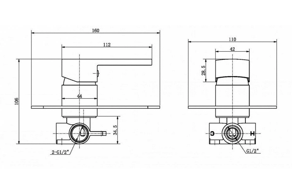 Designer MILAN Square Bathroom Shower Bath Wall Flick Mixer Tap Faucet 5 Designer MILAN Square Bathroom Shower Bath Wall Flick Mixer Tap Faucet - Image 3