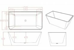 STARFISH BLACK BACK TO WALL Bathroom Square Freestanding Acrylic BathTub-1500MM&1700MM 9 STARFISH BLACK BACK TO WALL Bathroom Square Freestanding Acrylic BathTub-1500MM&1700MM -Bathroom Supplies Sales Store SHARK201500M 1200x800 1