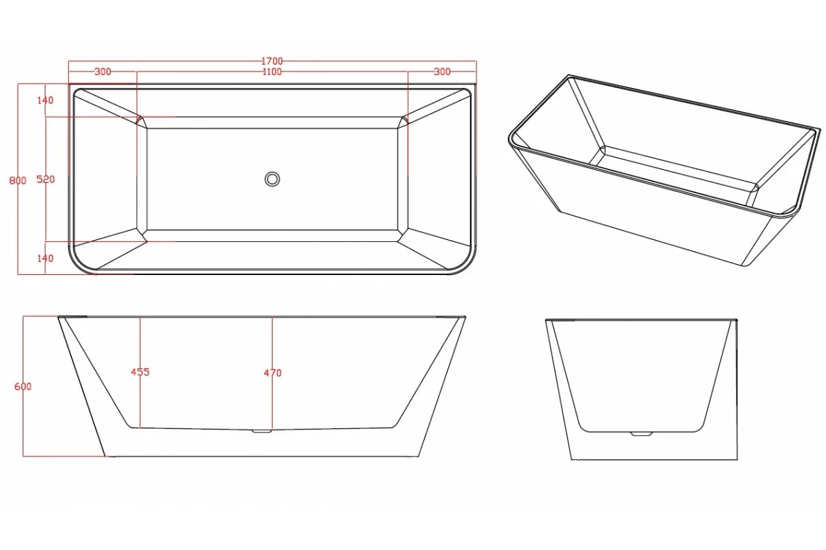 STARFISH BLACK BACK TO WALL Bathroom Square Freestanding Acrylic BathTub-1500MM&1700MM 6 STARFISH BLACK BACK TO WALL Bathroom Square Freestanding Acrylic BathTub-1500MM&1700MM - Image 4