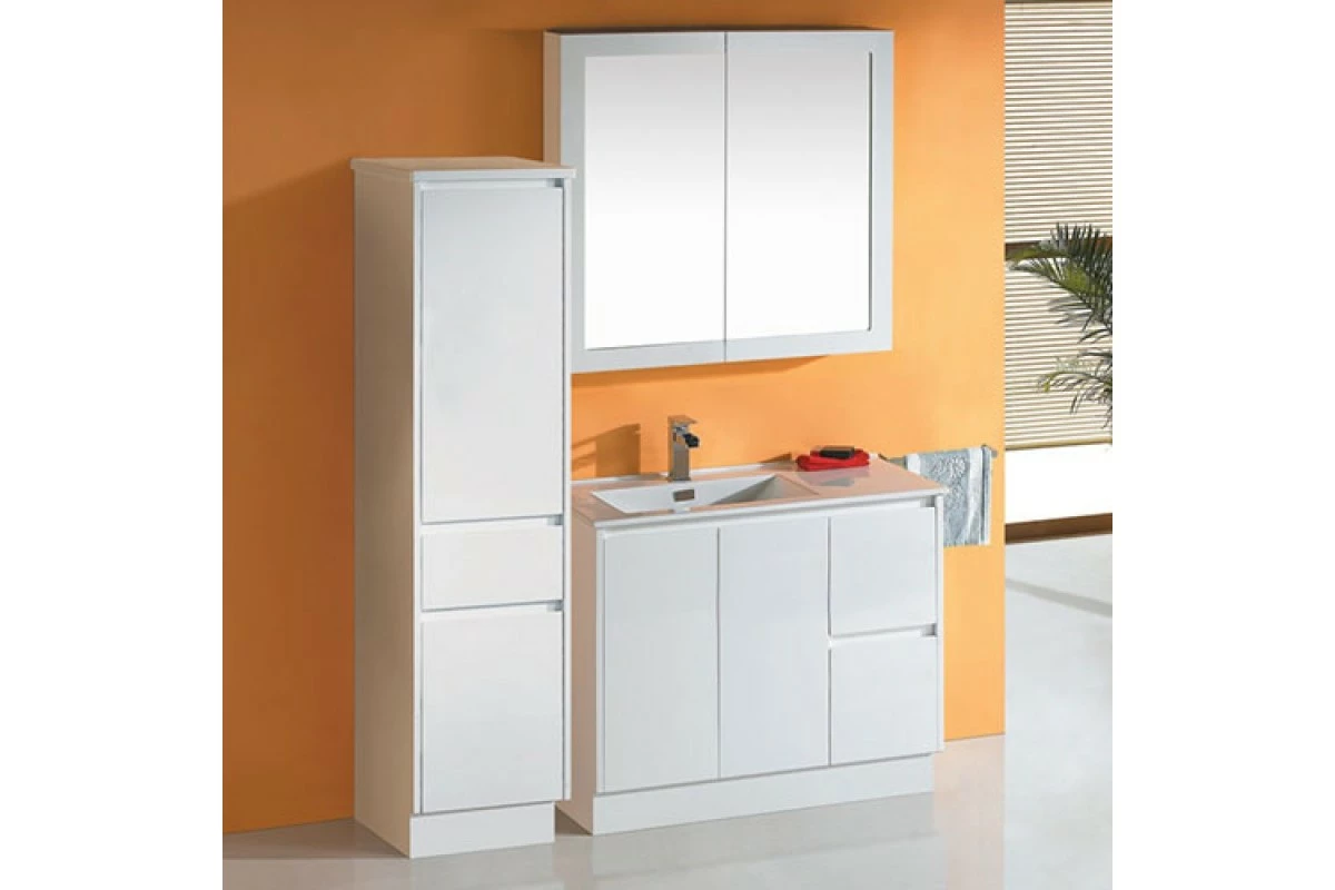 GLEN Bathroom White Finger Pull Hidden Handle Vanity 1000mm 4 GLEN Bathroom White Finger Pull Hidden Handle Vanity 1000mm - Image 2