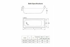 Marbletrend Quality ESTI Enamelled Steel Drop In Bathtub 1500MM -Bathroom Supplies Sales Store STEEL20BATH20SPECS 1200x800 2