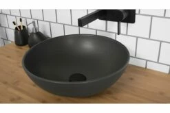SUMMERSET Satin Matte Black SlimLine Bathroom Round Vanity Sink Basin Bowl