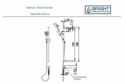 Greens Textura Shower Rail -Bathroom Supplies Sales Store Textura shower20rail specs 1200x800 1
