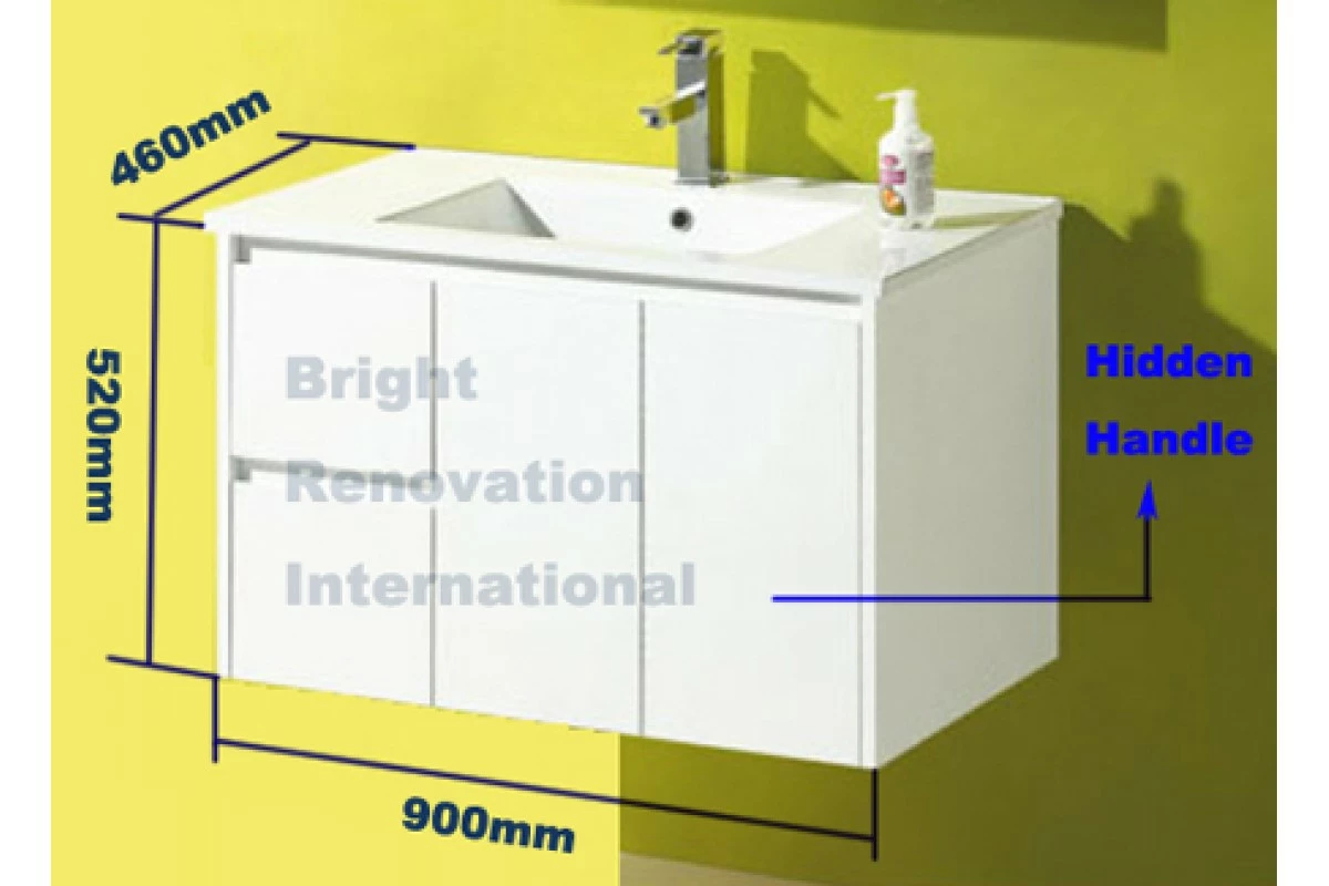 GLEN Bathroom White Finger Pull Hidden Handles Vanity 900mm 9 GLEN Bathroom White Finger Pull Hidden Handles Vanity 900mm - Image 7