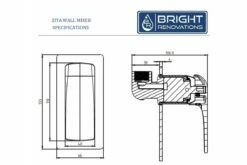 ZITA Bathroom Shower Bath Wall Flick Mixer Tap CHROME -Bathroom Supplies Sales Store ZITA20WALL20MIXER20SPECS 1200x800 1