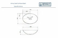 Amos Solid Surface Above Counter Basin -Bathroom Supplies Sales Store amos20specs 1 1200x800 1