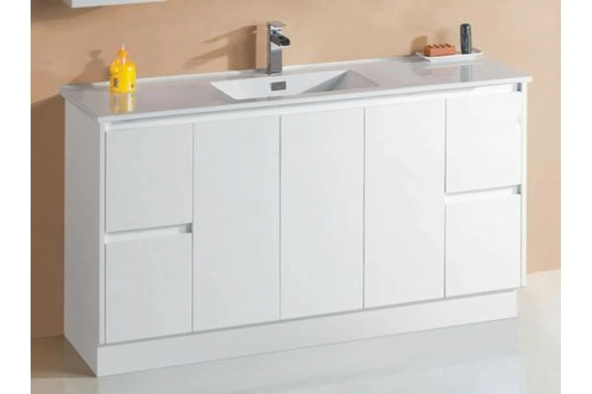 GLEN Bathroom White Finger Pull Hidden Handle Vanity 1500mm 4 GLEN Bathroom White Finger Pull Hidden Handle Vanity 1500mm - Image 2