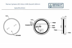Remer Sphere LED Mirror With Backlit 600/800mm -Bathroom Supplies Sales Store sphere20600 specs 2 1200x800 1