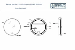 Remer Sphere LED Mirror With Backlit 600/800mm -Bathroom Supplies Sales Store sphere20800 specs 2 1200x800 1