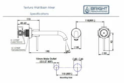 Greens Textura Wall Basin Mixer -Bathroom Supplies Sales Store textura20wall20basin20mixer20specs 1200x800 1